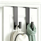 LinkMejor Stainless Steel Over The Door Hooks Heavy Duty, Bathroom Towel Holder Door Mount Coat Rack Towel Rack for Bedroom, Doors Hangers Towel Hooks for Bathroom Dorm Essentials (Black, 2 Pack)