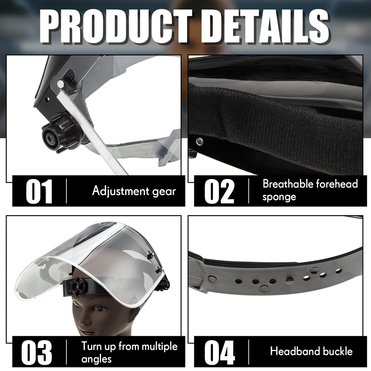 LinkMejor 3 piezas Escudo facial, Visor transparente, PET negro