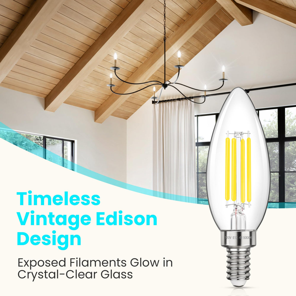 LinkMejor E12 LED Kandelaar lampen 40W Equivalent Daglichtwit 5000K