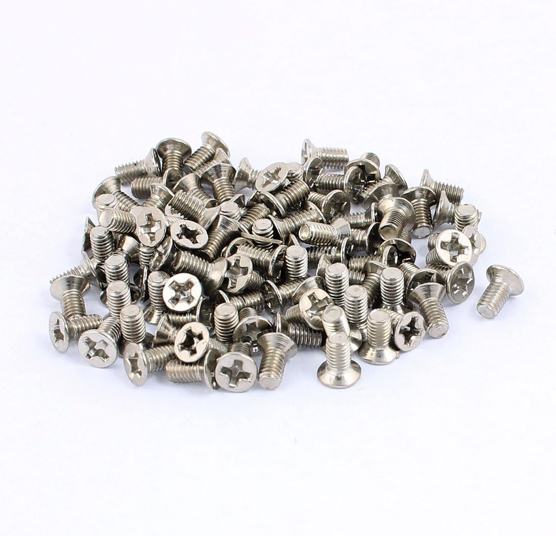 100 Pcs M3x6mm Stainless Steel Countersunk Flat Head Phillips Machine Screws Bolts