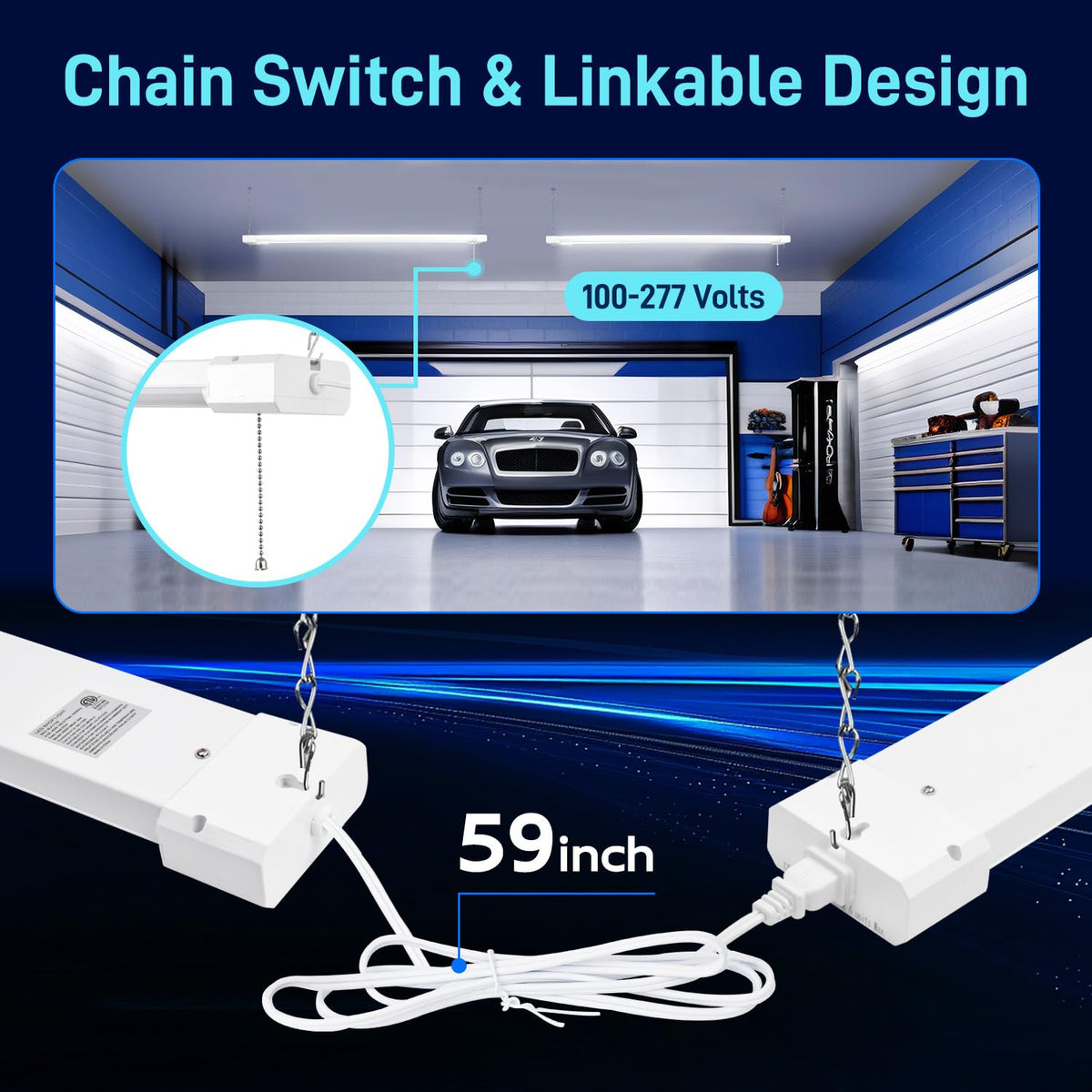 LinkMejor 4FT LED Mağaza Işığı Bağlantılı, 4400LM, 5000K Gündüz Işığı