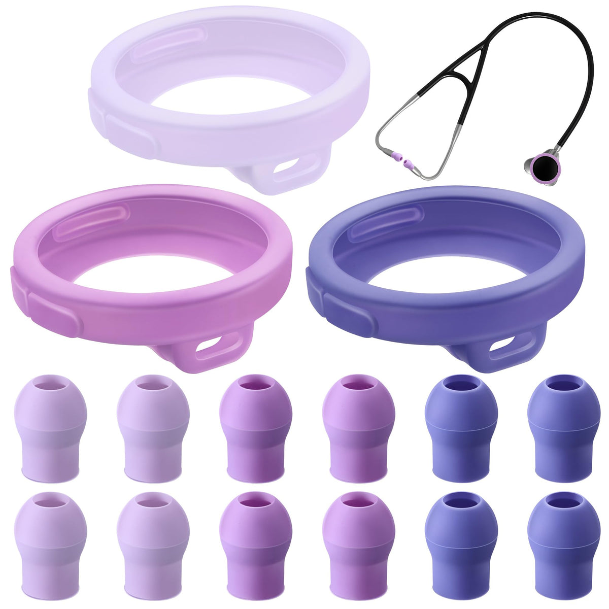 LinkMejor 3 Silicone Protective Cover & 12 Ear Tips Replacement, Purple