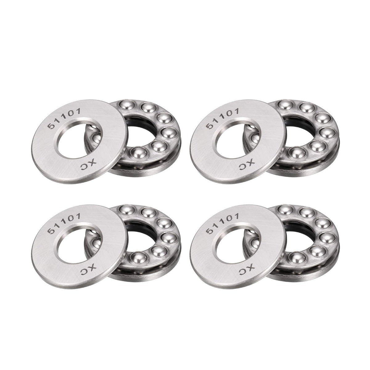 51101 Miniature Thrust Ball Bearing 12mm x 26mm x 9mm Chrome Steel with Washer 4pcs