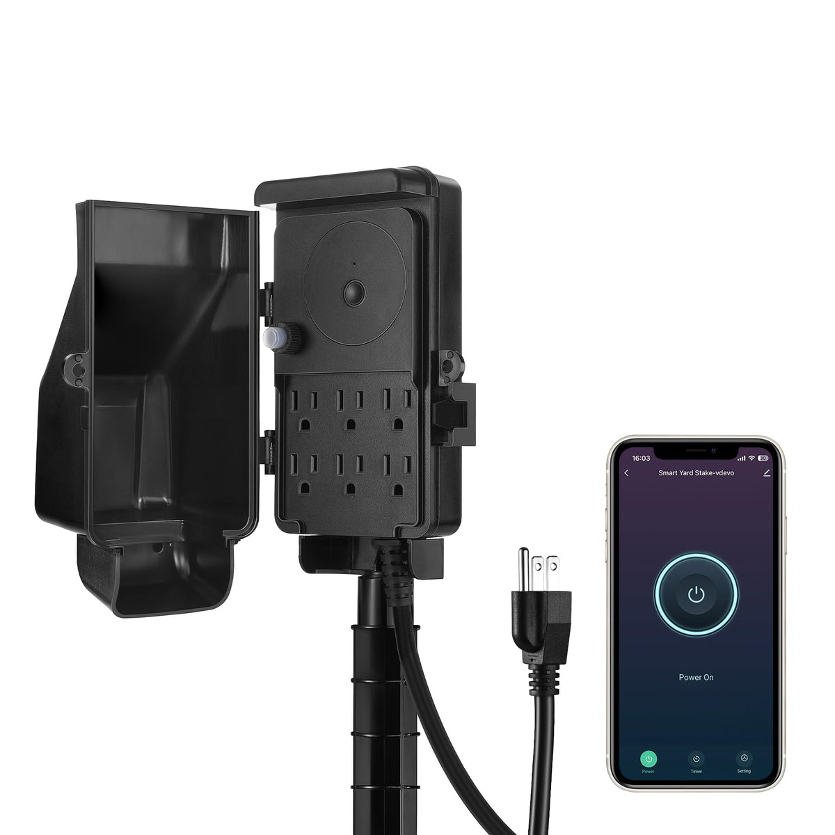 LinkMejor WiFi Akıllı Bahçe Taşı Timer Prizi, Dışarıda Güç Taşı Timer Prizi