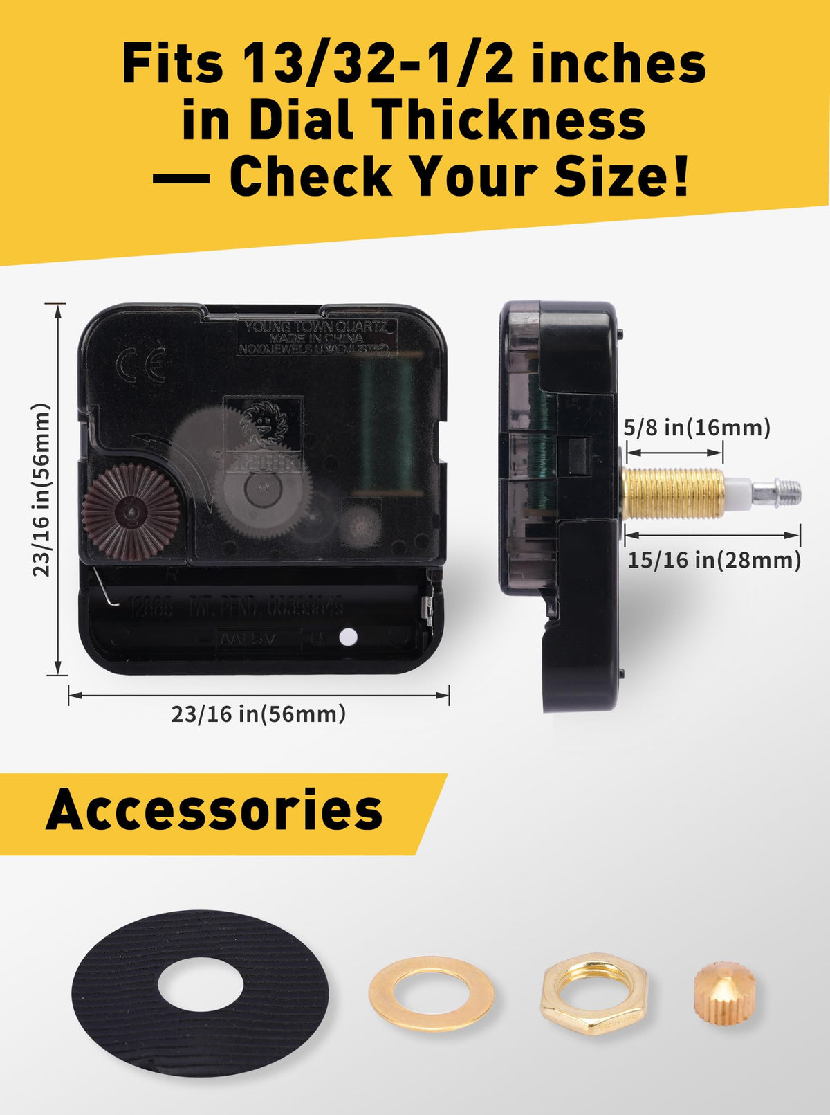 Kit Pengganti Movimento Jam Quartz BerTorsi Tinggi dengan Lenting Jam Sepanjang 17,7"