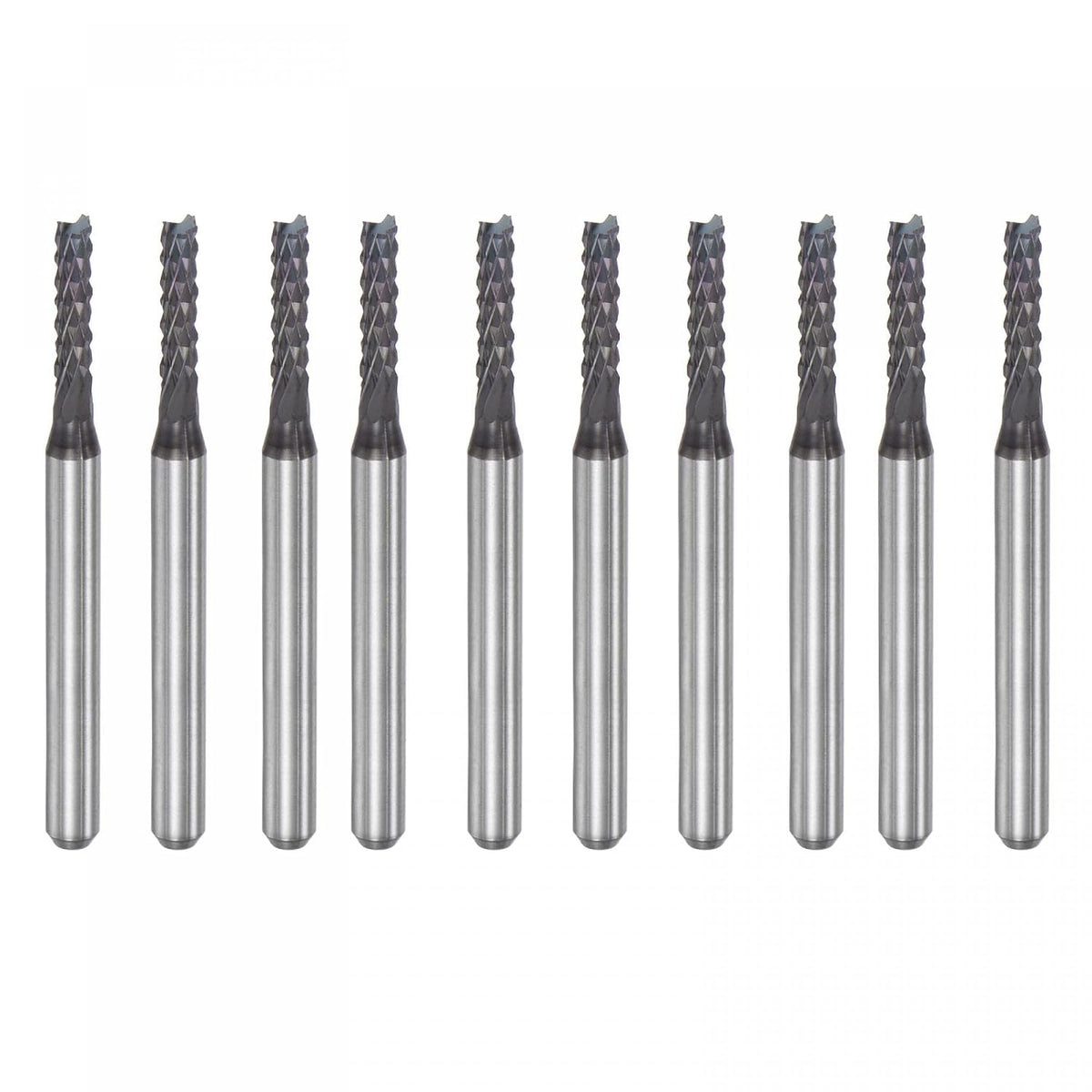 End Mill CNC Router Bits, 2.2mm x 12mm 1/8" Shank Diamond Film Coated Carbide Engraving Bit Milling Cutter Right Hand for PCB Plastic Fiber Wood 10pcs