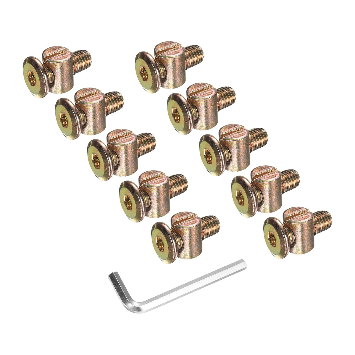 10Pcs Bed Frame Bolts, M8x20mm Hex Socket Head Cap Screws Bolts with Barrel Nuts Hardware Replacement Kit & M5 Hex Wrench for Furniture, Beds, Chair