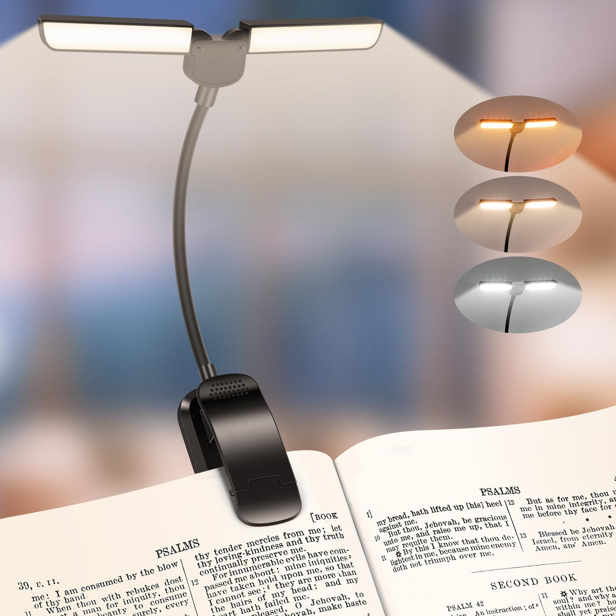 18 LED ładowana latarka do czytania w łóżku, nocna lampa do czytania