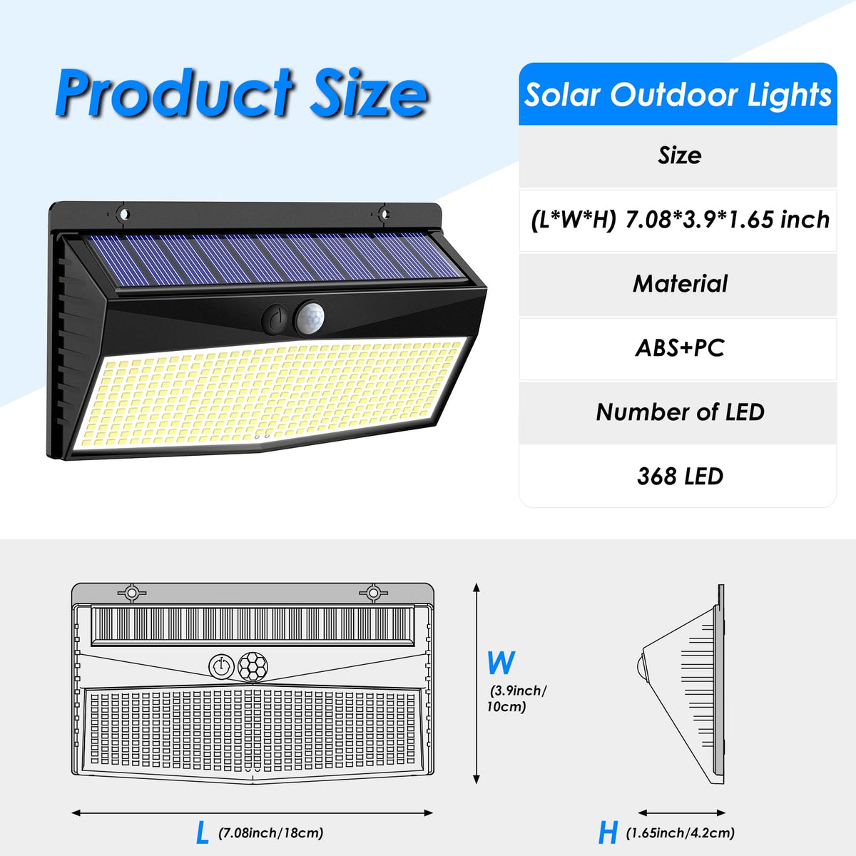 LinkMejor 368 Luci Solari a Sensore di Movimento LED Outdoor Impermeabile con 3 Modalità