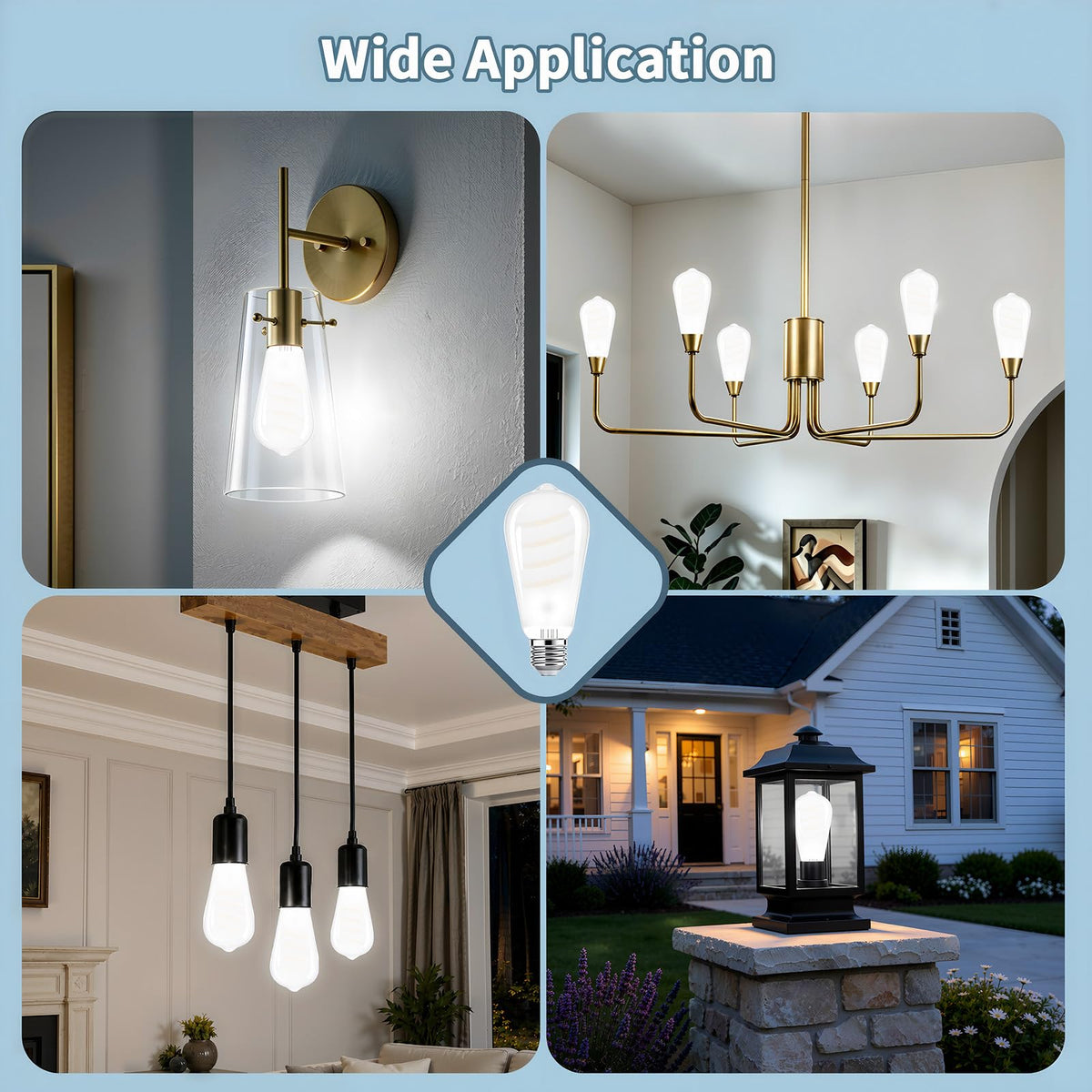 LinkMejor ST58 6-Pack Dimmable E26 Edison Lysstøtte, Blød Hvid Edison Lysstøtte