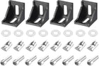4Set Inside Corner Bracket Gusset Kits, 38x38x35mm 4040 Angle Connector for European 4040 Series Aluminum Profile (Black/ 8 x T Spring Nuts & Hex Socket Bolts & Washers)