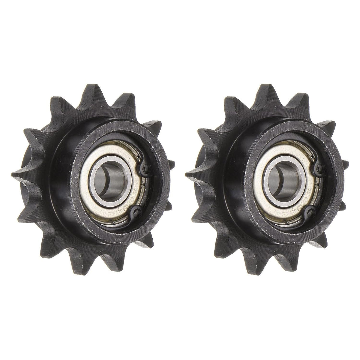 2pcs DIN(ISO) 06B Roller Chain Idler Sprocket 8mm Bore, 3/8" Pitch, Hardened 13 Tooth Tensioner Sprocket, Insert 2 Bearings