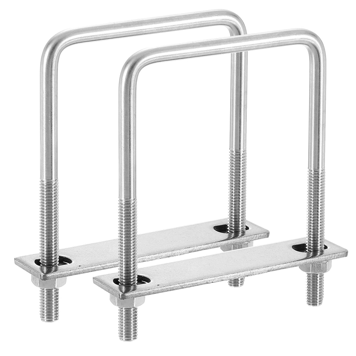 2Sets 304 Stainless Steel Square U-Bolts, 3.15" (80mm) Inner Width 4.72" (120mm) Length M8 with Nuts, Frame Plate, Gasket for Automobiles Trailer, Ski Boat, Fishing Boat, Pipelines