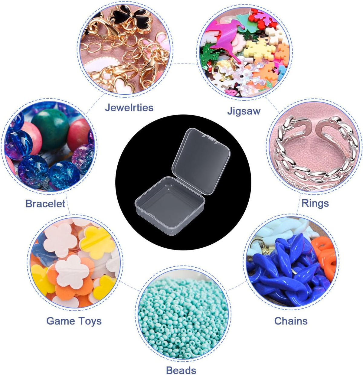 24Pcs Przeźroczyste Małe Plastikowe Z容 Z Kryшkami, Kwadratowe Anti-Oksydacyjne Skrzynki na Biżuterię do Małych Przedmiotów, Z容, Kolczyki, Naramienniki (1.4×1.38×0.79In)