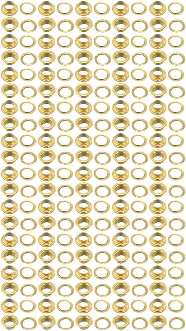 100Pcs 4.5mm Eyelet 7.5mm Flange Dia 3.8mm Height Brass Grommet Gold Tone w Washer