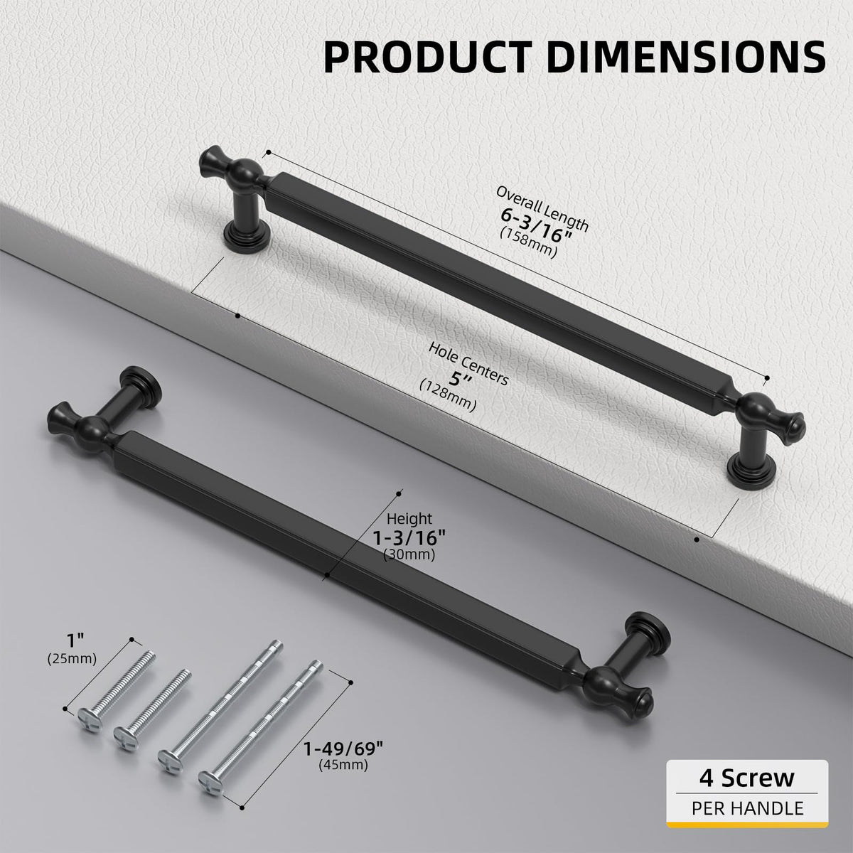 LinkMejor 30 Pack 6-1/4 Inch Matte Black Kastgrepen Vaste Trekken