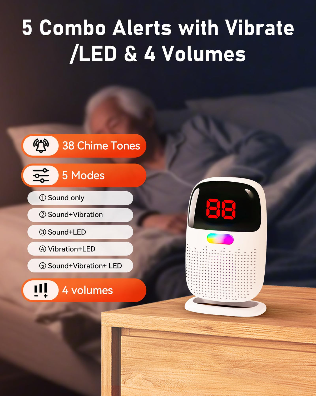 LinkMejor – Alarme de patură pentru pacienți bătrâni cu demență, set de pager cu senzor de mișcare