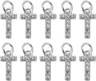 LinkMejor Rhinestone Letter Charm, 10pcs Crystal Zirconia Copper Alphabet t Pendants Slider Letter Charm for Wristbands Bracelets Necklace Jewelry Earring DIY Craft, Silver