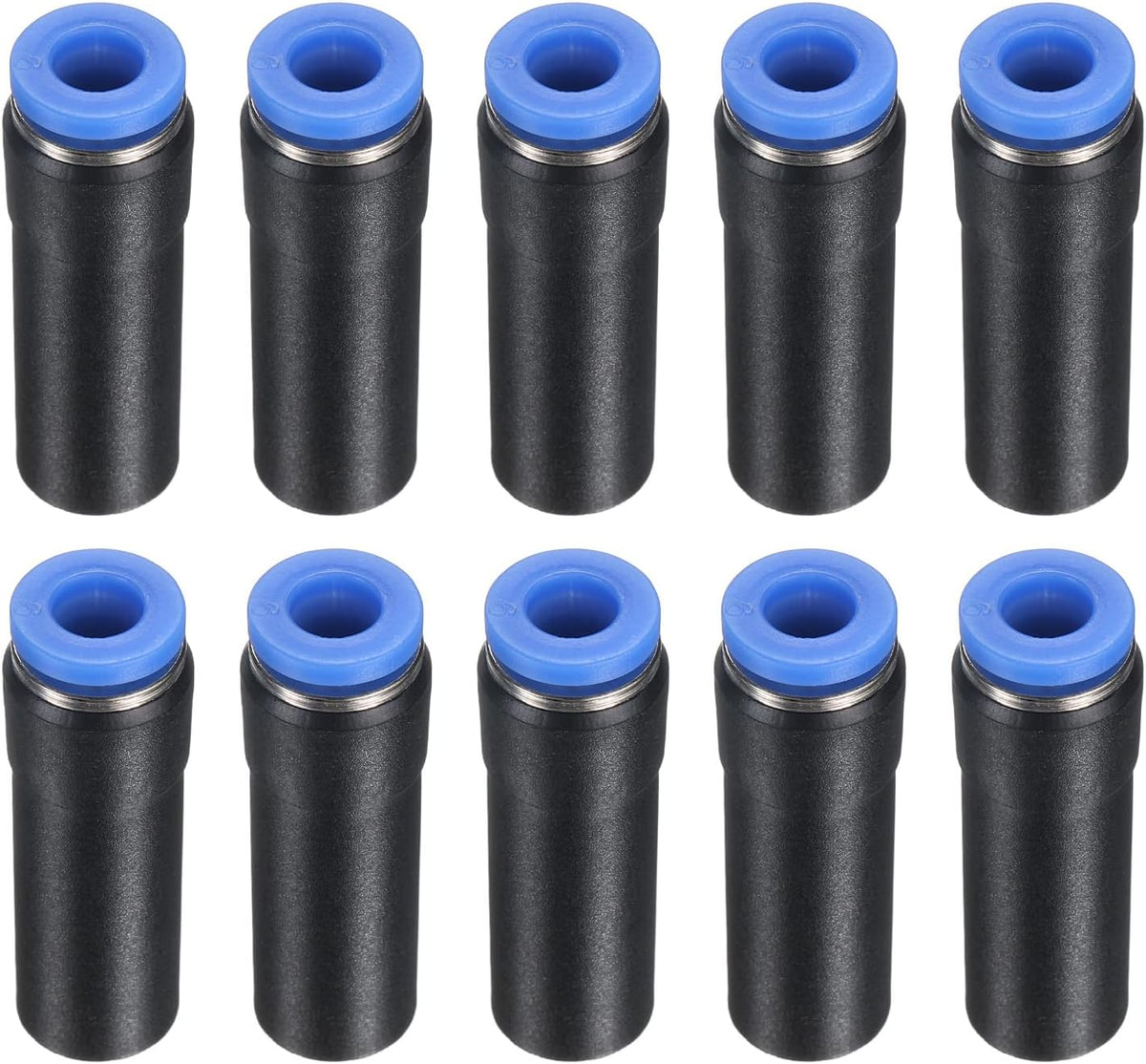 10Pcs 1/4" OD x 1/2" OD Push-to-Connect Fittings Plug, Cap Style Pneumatic Blanking Plugs, Leak-Proof Air Push Connectors for Compressed Air Systems