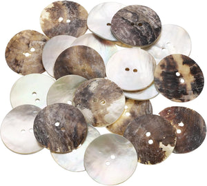 22Pcs Natural Shell Buttons, 2 Hole 27mm Mother of Pearl Buttons for Shirt Clothes Coats Suits Jacket Jean Skirts Sewing Craft DIY Decoration, Primary Color