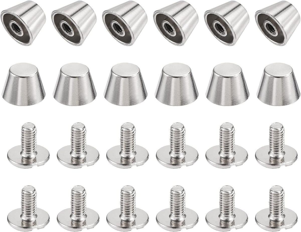 10x7mm Rivet Studs Screw Back Flat Hollow Feet Stud Spike for Leather Craft DIY Silver Tone 12pcs