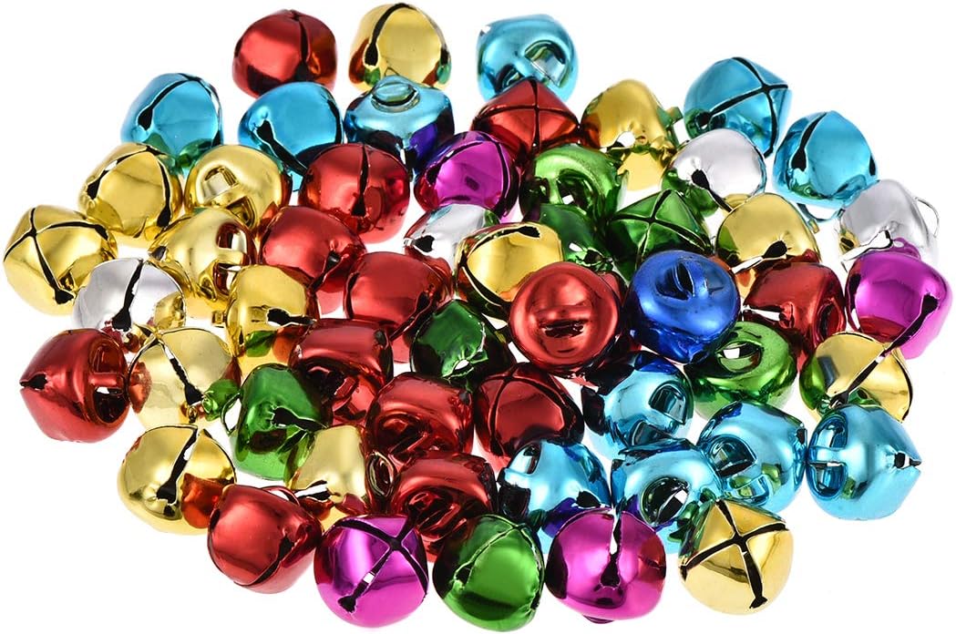 DIY Small Bells, 13mm/0.51-Inch 100pcs, Craft Bells Bulk DIY Bells for Christmas Festival Decoration Party Home, Multicolor