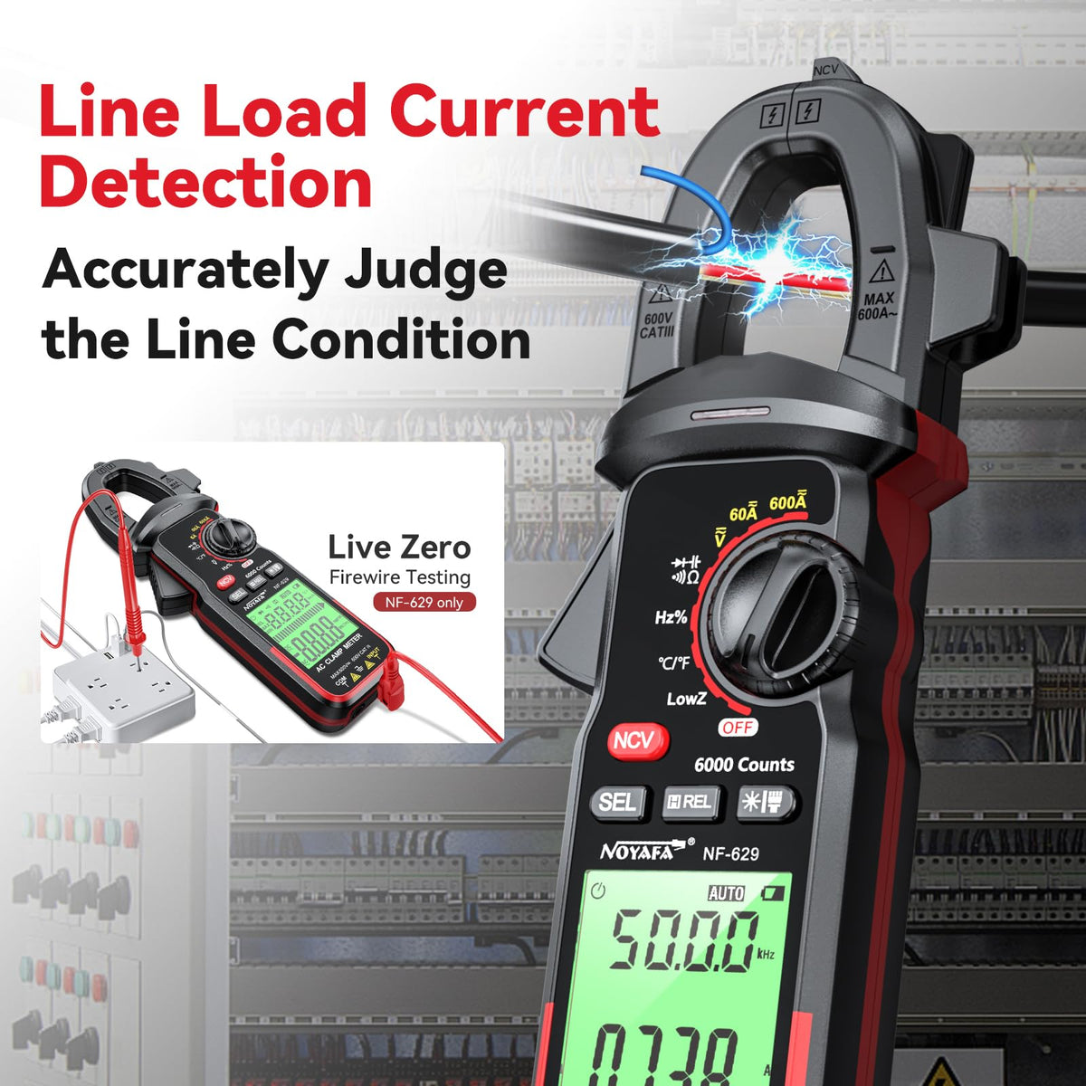LinkMejor NF-629 ดิจิทัลคลัมมิเตอร์มัลติมิเตอร์ 6000 ครั้ง TRMS