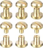 6Pack Brass Chicago Screws, 5x10mm Concave Screw Back Binding Post Nail Stud Rivets for DIY Leather Craft Belt Strap, Gold Tone