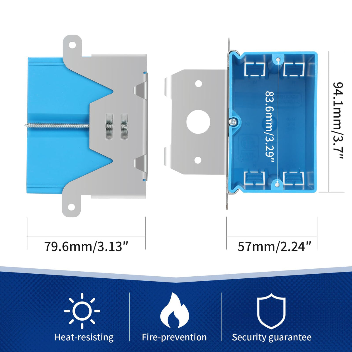 LinkMejor Single Gang Adjustable PVC Electrical Box, 21 cu. in., Blue, 6 Pack