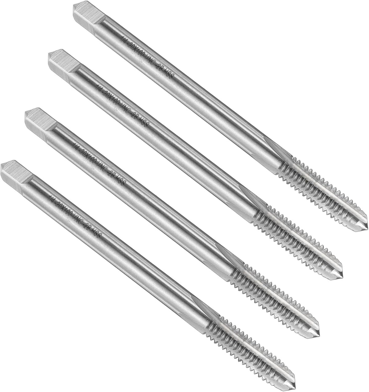 4pcs Straight Flute Screw Taps 1/4-20 UNC 2B Thread 4" Extra Long HSS6542 Machine Threading Milling Tap Tapping Tools