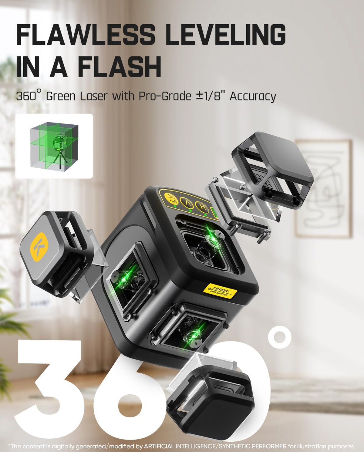 LinkMejor D12 ACE Livello Laser 3x360° 16 Linee Auto-livellante per Costruzione