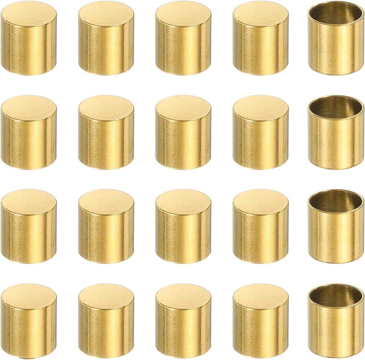 20 Pcs Stainless Steel Cord End Caps, 8 mm End Cap Barrel Beads Leather Cord End Caps for Jewelry Making DIY Tassel 8.2 mm Length Golden