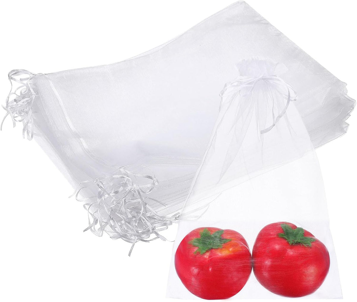 30Pcs Fruit Protection Bags, 13.8x9.8 Inch Apple Bags Vegetable Bags with Drawstring Bird Barrier Bags for Plant Fruit Flower Vegetable, White