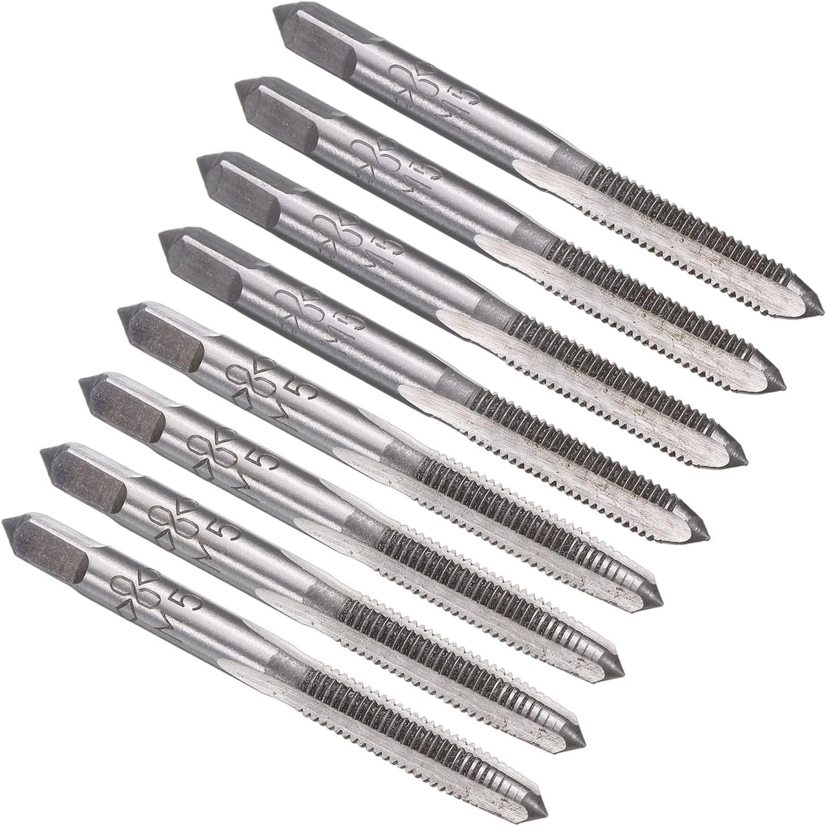 4 Set Metric Hand Taps, M5 x 0.8 H2 Thread Taper + Bottom Tap, 9CrSi Alloy Tool Steel Screw Threading Milling Tapping Tool Kit