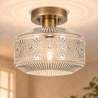 DSMJFU Lampu Langit Langsung Semi Flush, Perangkat Kaca Tebal Bahan Brass