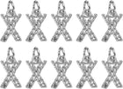 LinkMejor Rhinestone Letter Charm, 10pcs Crystal Zirconia Copper Alphabet x Pendants Slider Letter Charm for Wristbands Bracelets Necklace Jewelry Earring DIY Craft, Silver