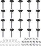 20pcs Star Clamping Knobs with Nuts Washers, M8 x 50mm Metric Zinc Plated Carbon Steel Male Thread 32mm 6-Star Plastic Head, Threaded Stud Hand Knobs Handles Thumb Screws, Black