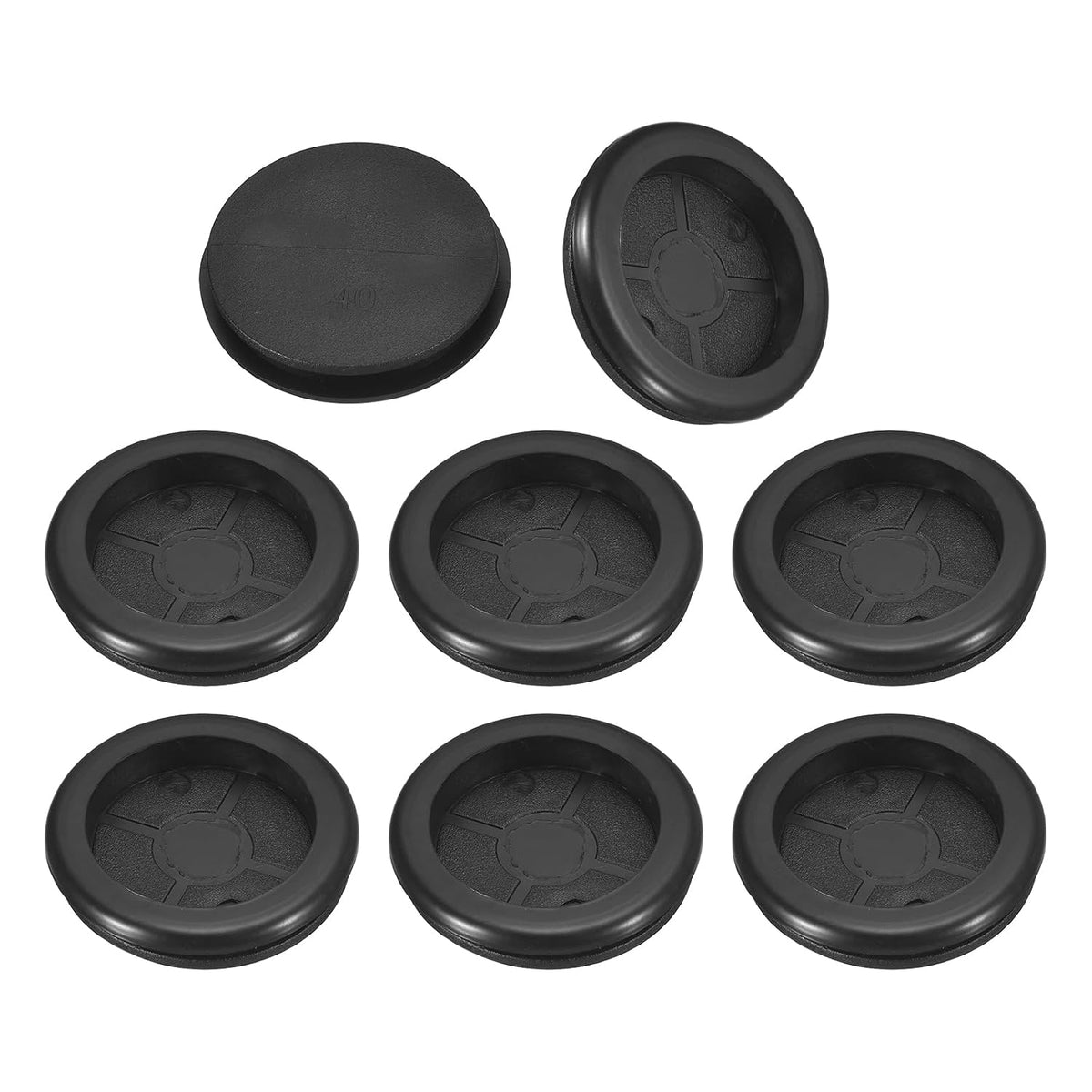 8Pcs Rubber Grommets 1-5/8" (40mm) Drill Hole, 1-1/4" (33mm) ID Single Sided Hole Plugs Ring Gasket for Firewall Cable Wire Protecting, Black