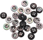 25 Pcs Natural Shell Buttons, 4 Hole 9mm Mother of Pearl Buttons for Shirt Clothes Coats Suits Jacket Jeans Skirts Sewing Craft DIY Decoration, Black (Wide Edge)