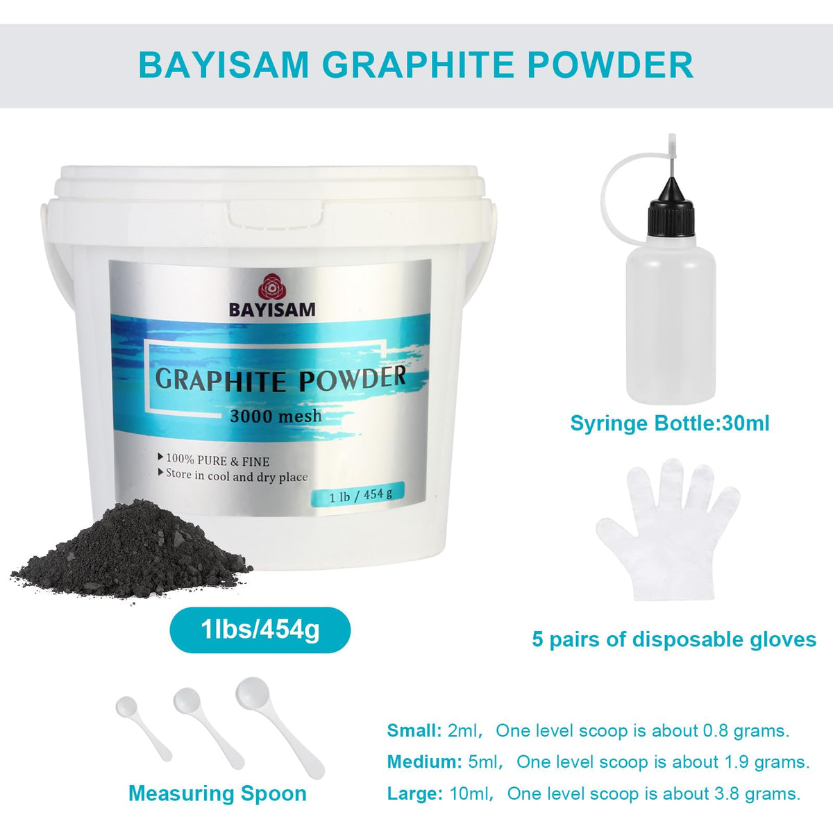 LinkMejor 1 LB Pure Graphite Powder, 3000 Mesh Microfine Powdered Graphite