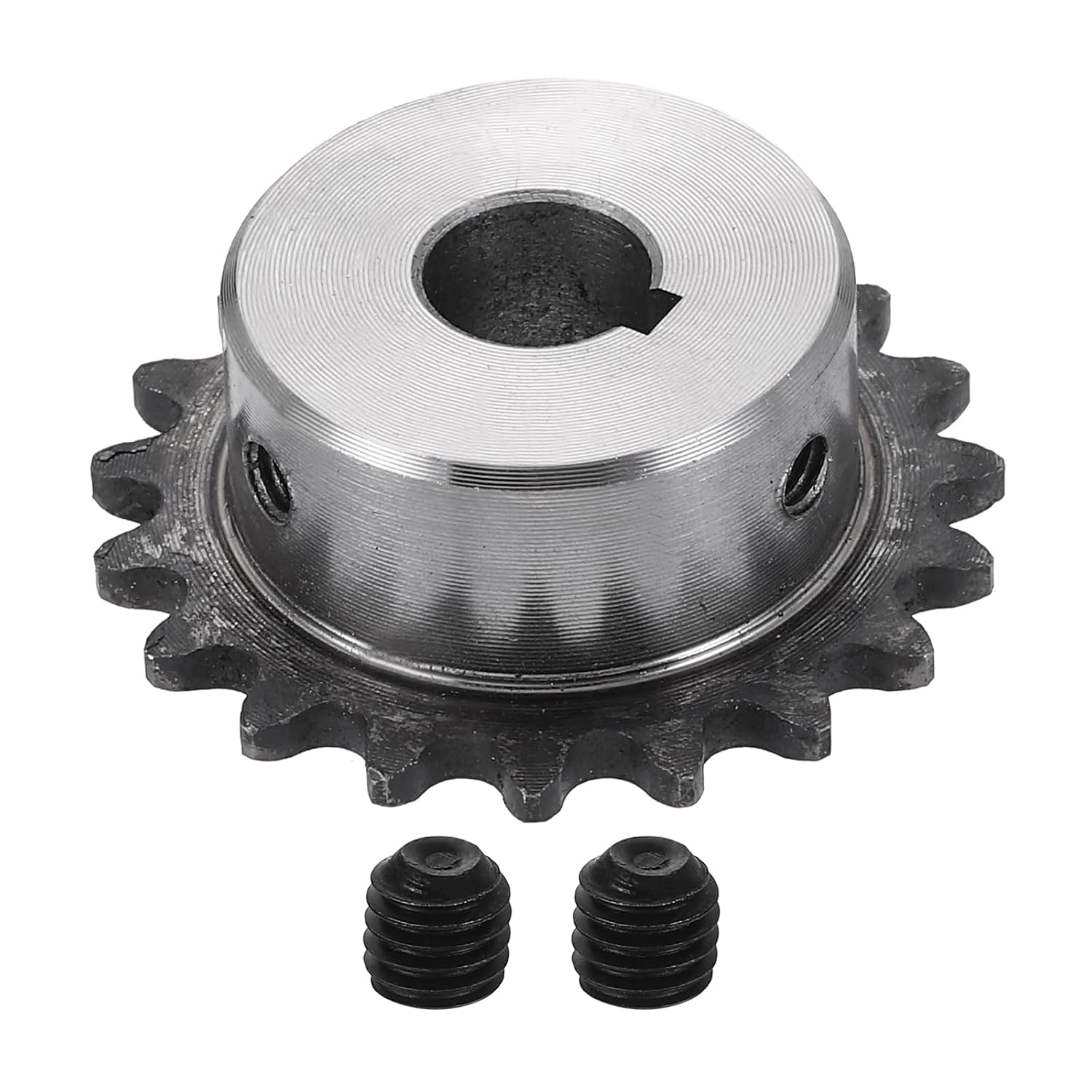 #25 Chain Roller Sprocket 12mm Bore 53.5mm OD, 25 Tooth C45 Carbon Steel ANSI #25 Roller Sprocket Round Hole Without Surface Finished with 4x1.8mm Keyway for ISO 04C Chain
