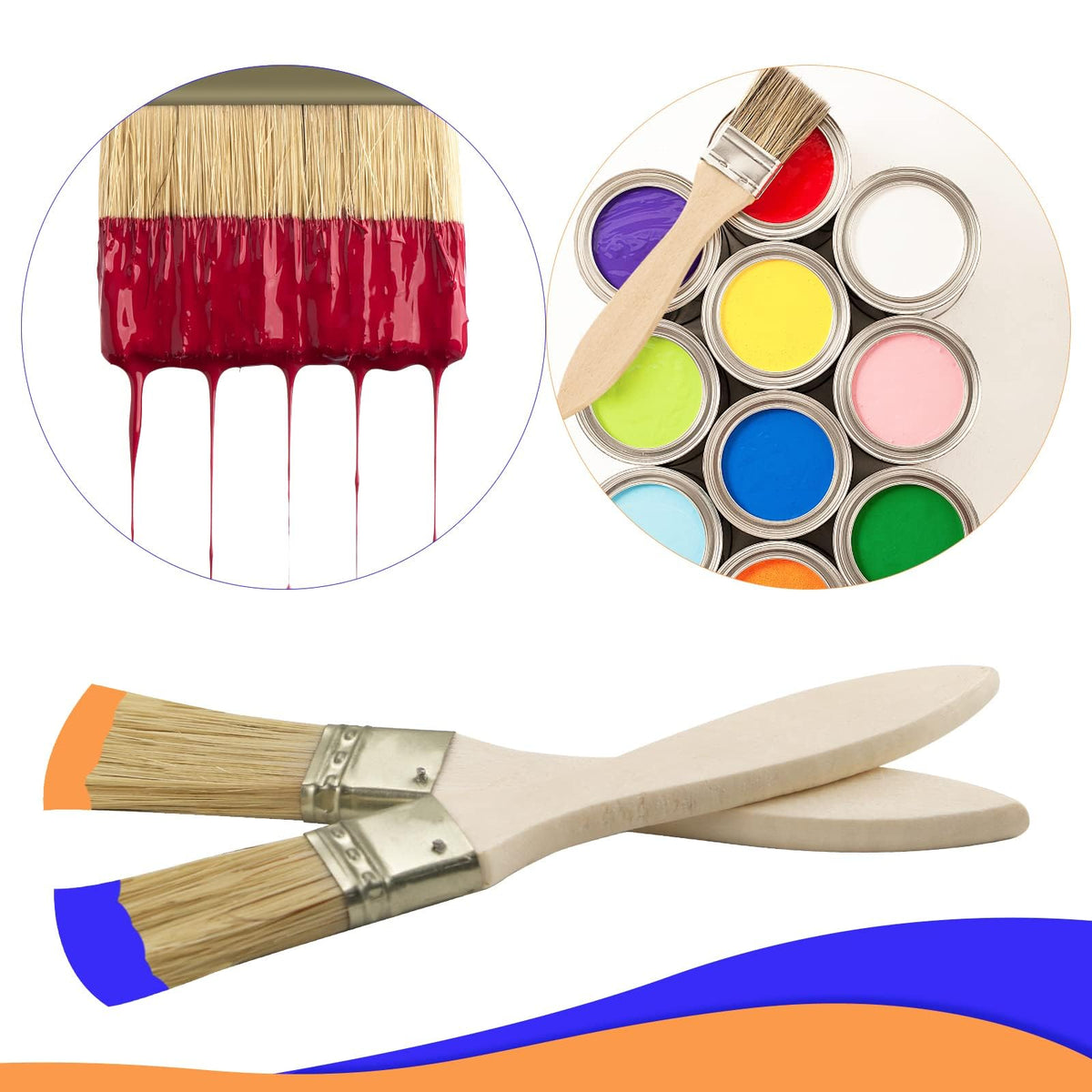 LinkMejor 48 Pack 1 Pulgada Brochas de Pintura, Set de Brochas de Chorro Universal