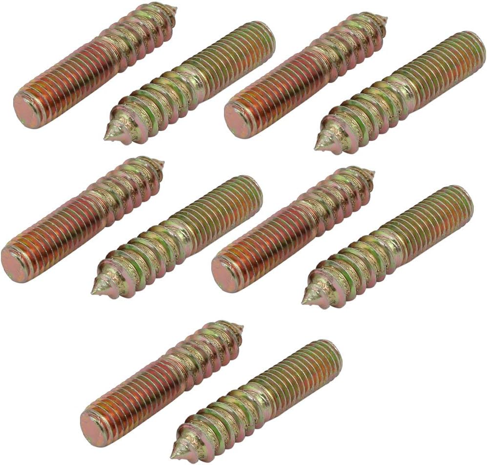 M10x50mm Carbon Steel Zinc Plated Hanger Bolt 10pcs