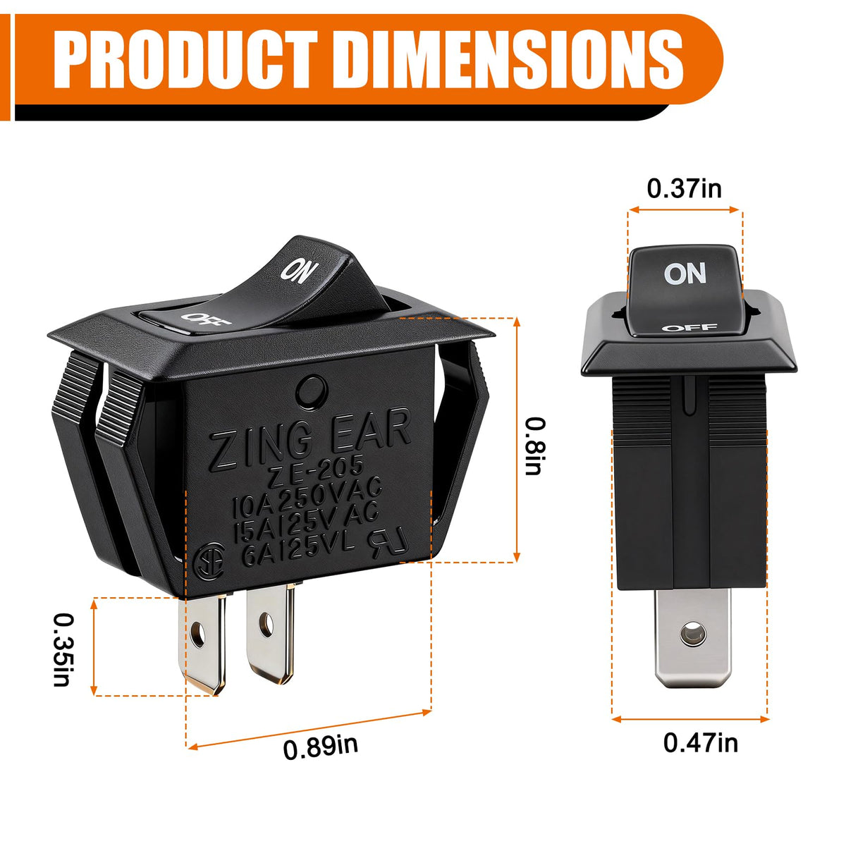 10A 250VAC مفاتيح المقبض للصرف التجاري، 2 pack