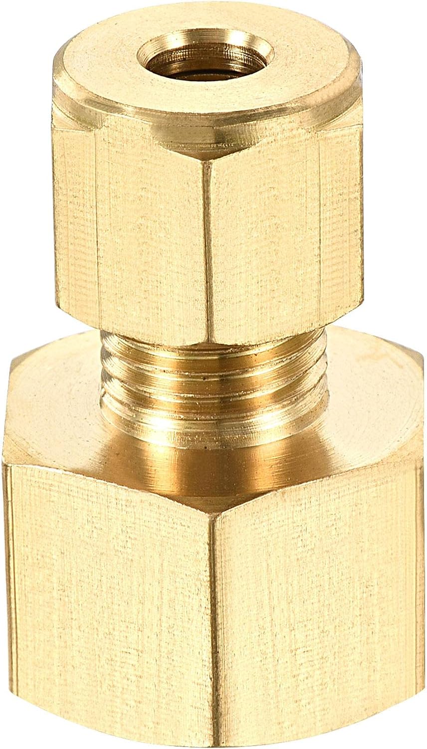 Compression Tube Fitting M18x1.5mm Female Thread x 6mm Tube OD Straight Coupling Adapter Brass