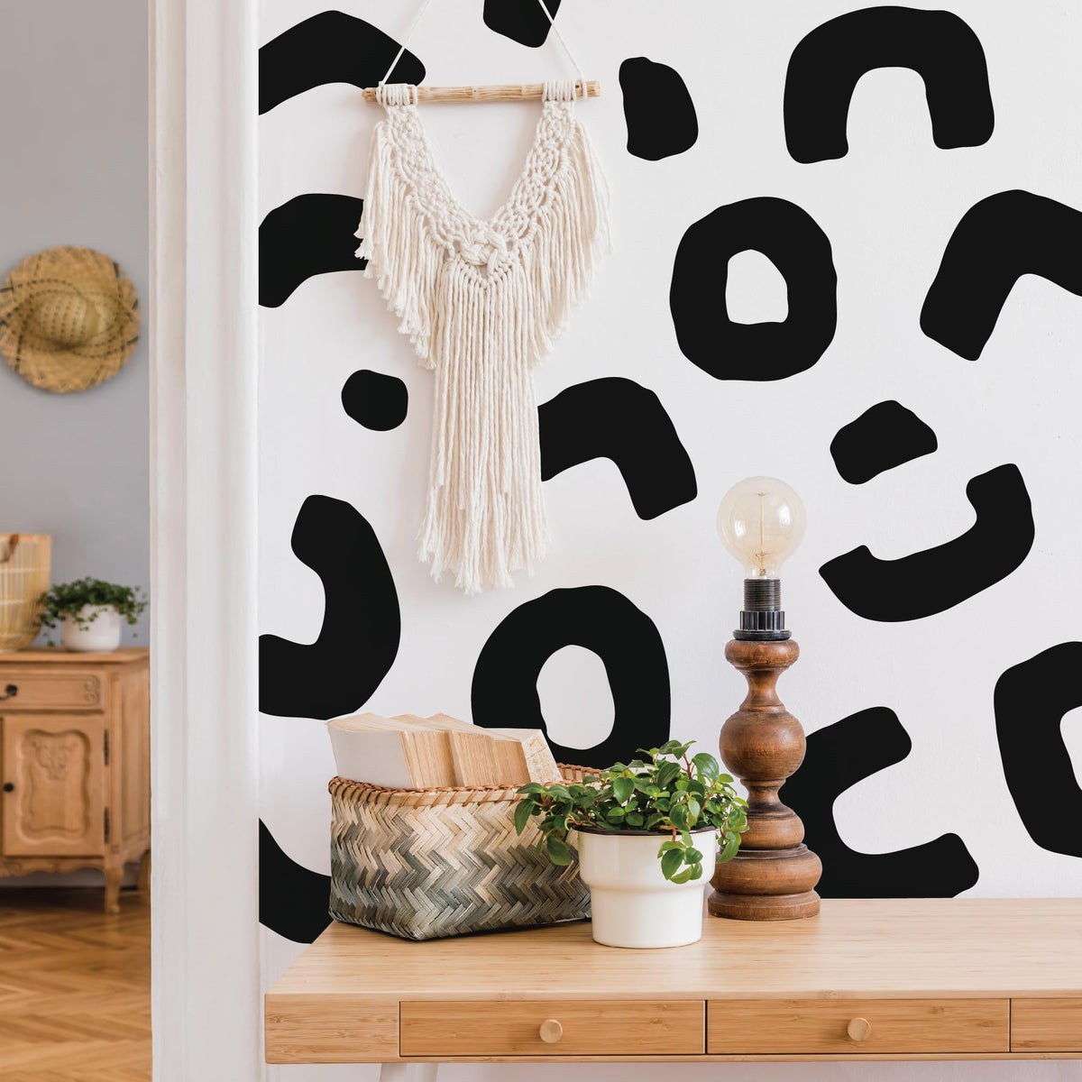 LinkMejor Duże Czarne Boho Geometria Dekoracyjne Naklejki na Ścianę, Abstrakcyjne Kształty Dekoracja Ściany