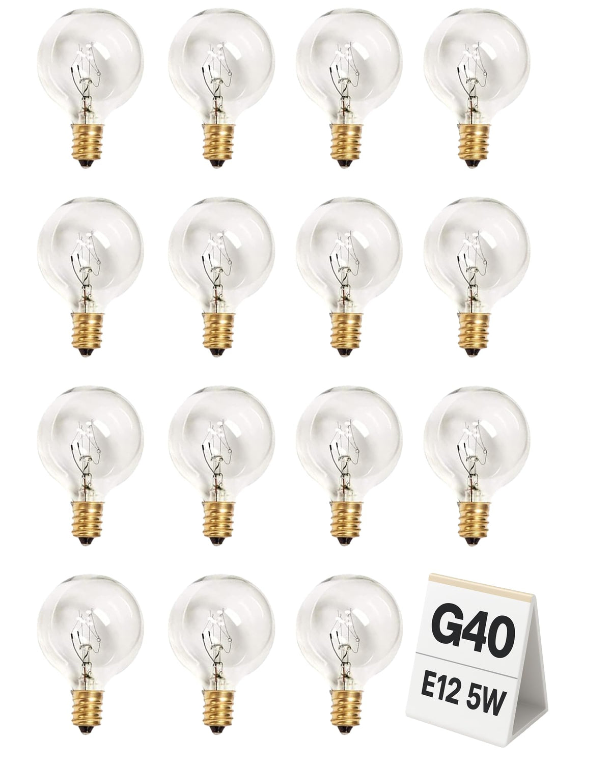 15 Paket G40 Yerine Kullanılacak Ampul, 5W Akkumülatör Ampul, E12/C7 Candelabra Tabanlı