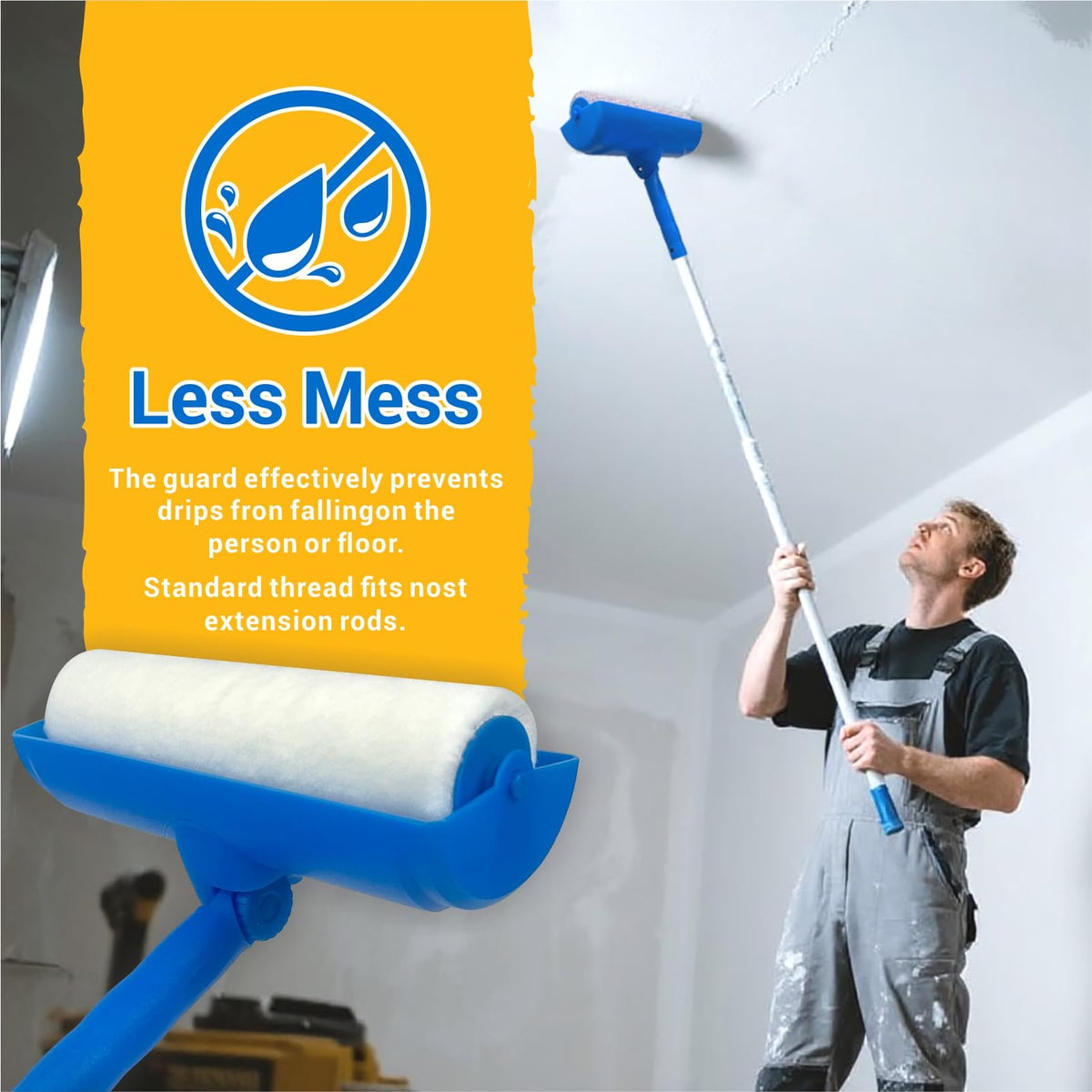 LinkMejor 10" Rroller de Pintura para Techo con Escudo - Antigoteo, Cabeza Ajustable