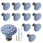 LinkMejor 12 Pièces Boutons de Combiné en Céramique Bleu Clair pour Cuisine