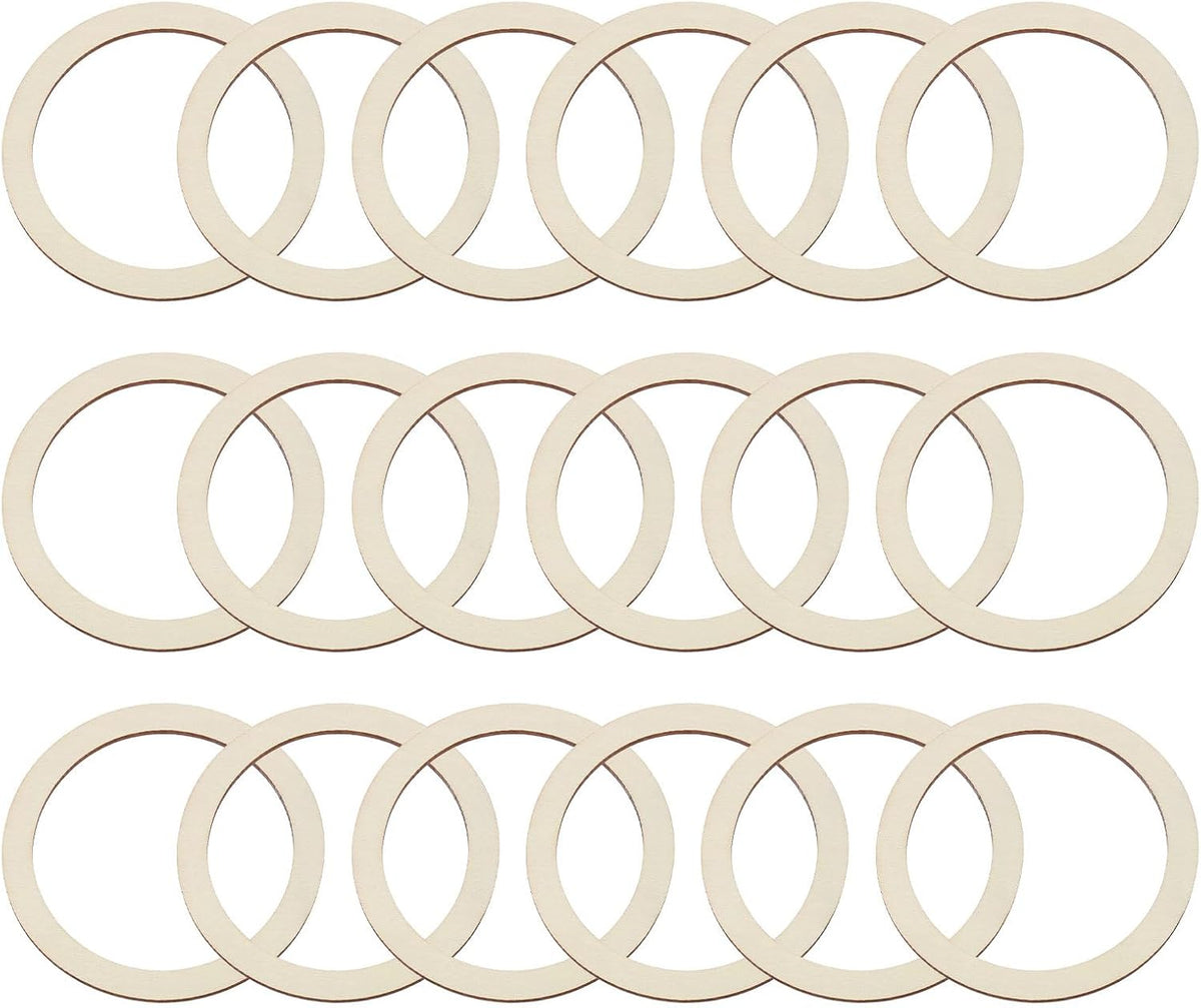 40Pcs 75mm(3-inch) Natural Wood Rings, Unfinished Wooden Pieces Circle Ornaments Wreath Frame Ring for Home Decor, DIY Crafting